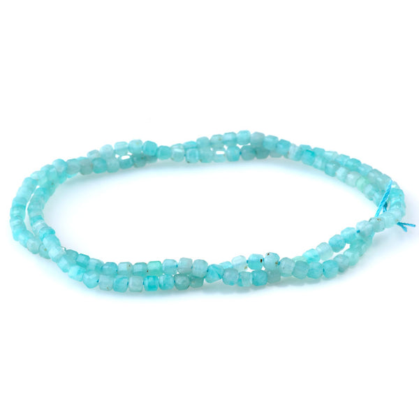Brazilian Amazonite 3mm Table Cut Cube A Grade Bead - 15-16 Inch