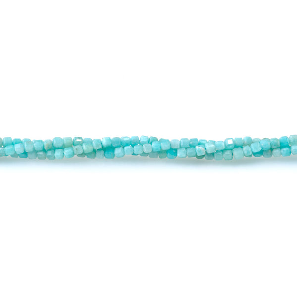 Brazilian Amazonite 3mm Table Cut Cube A Grade Bead - 15-16 Inch