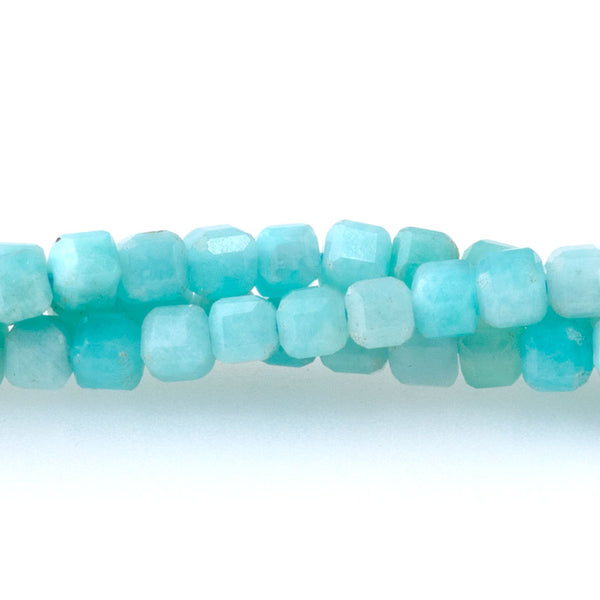Brazilian Amazonite 3mm Table Cut Cube A Grade Bead - 15-16 Inch