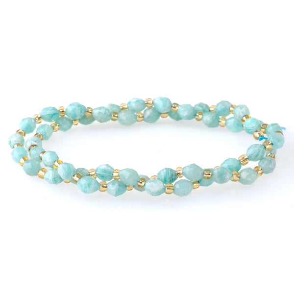 Brazilian Amazonite 4x6mm Triangle Cut Faceted Rice Bead A Grade - 15-16 Inch