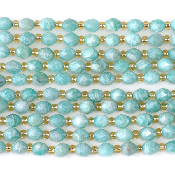 Brazilian Amazonite 4x6mm Triangle Cut Faceted Rice Bead A Grade - 15-16 Inch