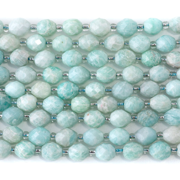 Brazilian Amazonite 7x8mm Faceted Rice Bead - 15-16 Inch