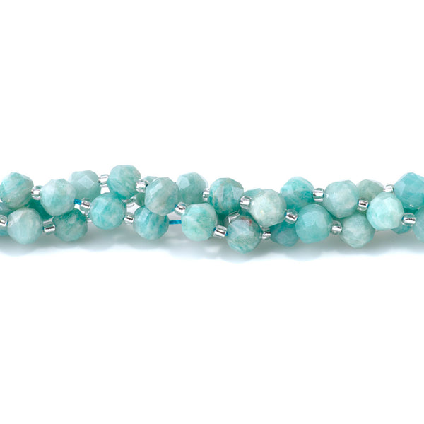 Brazilian Amazonite 7x8mm Faceted Round Nugget - 15-16 Inch