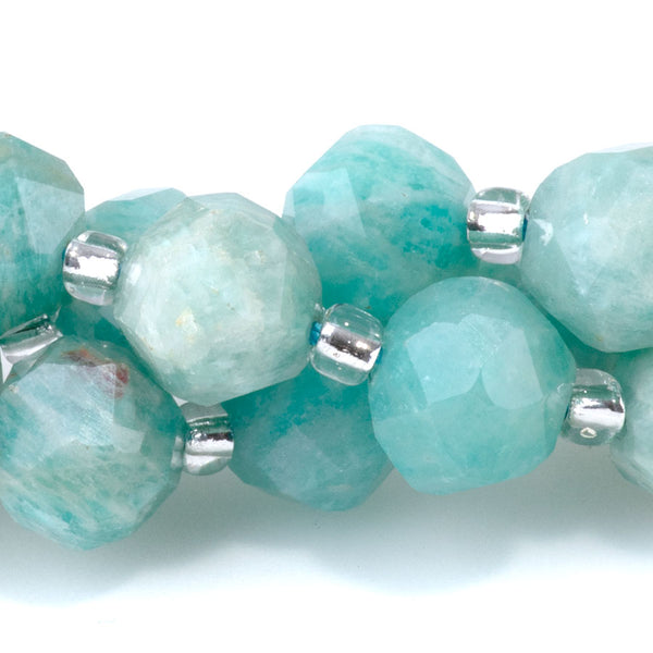 Brazilian Amazonite 7x8mm Faceted Round Nugget - 15-16 Inch