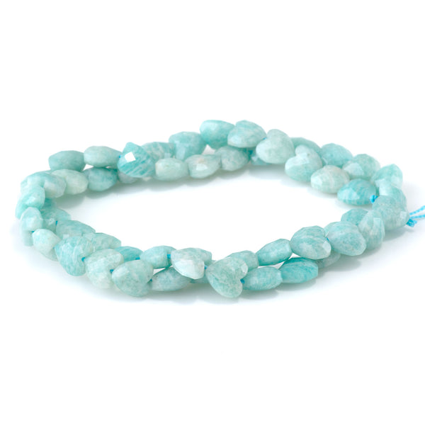 Brazilian Amazonite 8mm Faceted Puff Heart A Grade - 15-16 Inch