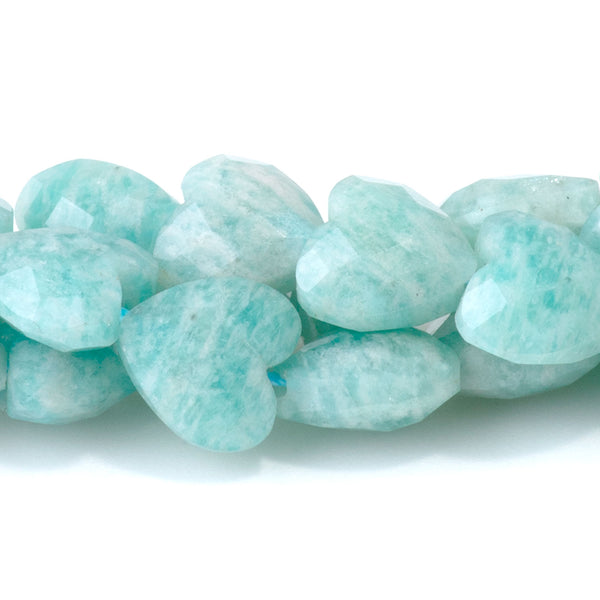 Brazilian Amazonite 8mm Faceted Puff Heart A Grade - 15-16 Inch