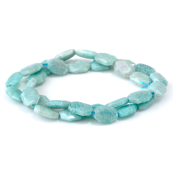 Brazilian Amazonite 9x13mm Flat Free Form Faceted Beads - 15-16 Inch