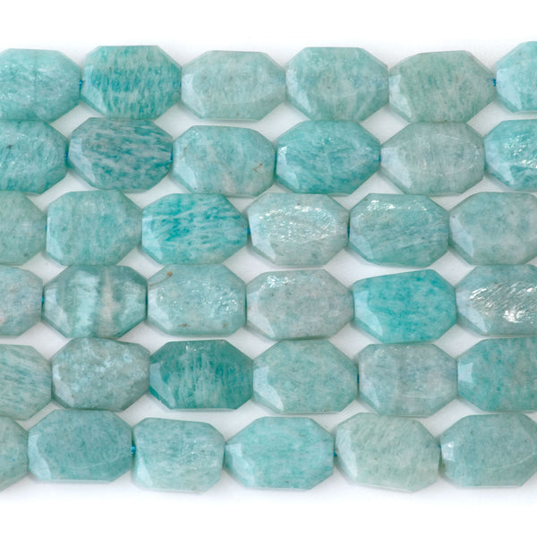 Brazilian Amazonite 9x13mm Flat Free Form Faceted Beads - 15-16 Inch