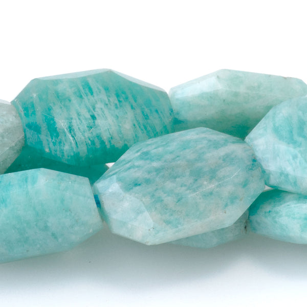 Brazilian Amazonite 9x13mm Flat Free Form Faceted Beads - 15-16 Inch