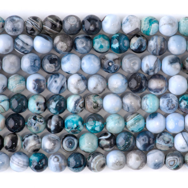 Blue Black Porcelain Agate 6mm Round - 15-16 inch