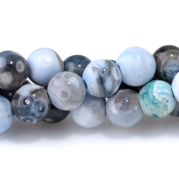 Blue Black Porcelain Agate 6mm Round - 15-16 inch
