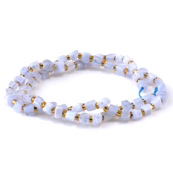 Blue Lace Agate 4-6mm Irregular Cube A Grade - 15-16 Inch