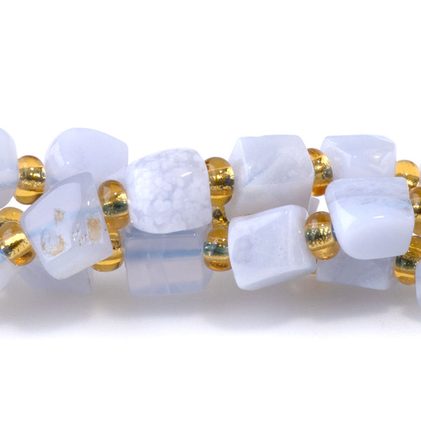 Blue Lace Agate 4-6mm Irregular Cube A Grade - 15-16 Inch