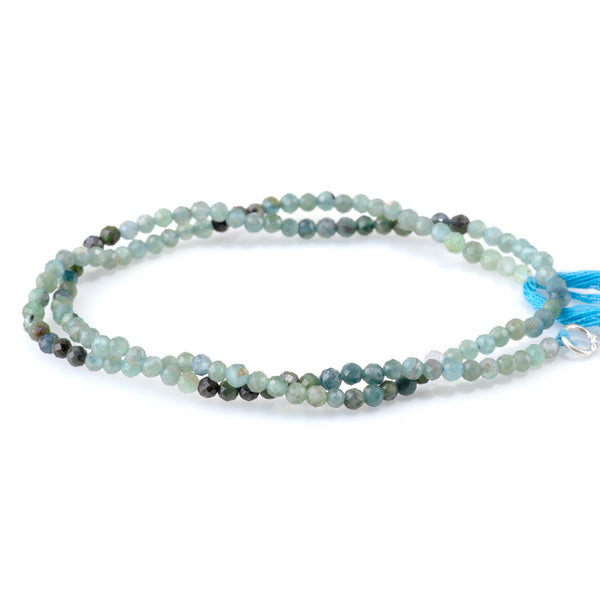 Blue Tourmaline 3mm Banded Faceted Round - 15 Inch