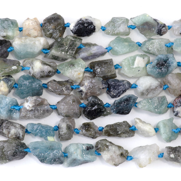 Blue Tourmaline 8x10-10x12mm Rough Nugget A Grade - 15-16 Inch