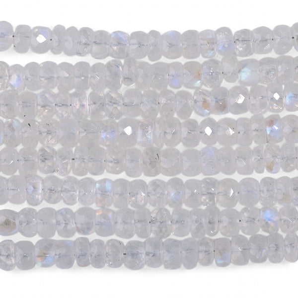 Blue Moonstone 5mm Faceted Irregular Rondelle - 8 Inch