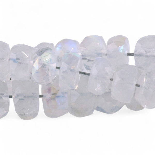Blue Moonstone 5mm Faceted Irregular Rondelle - 8 Inch