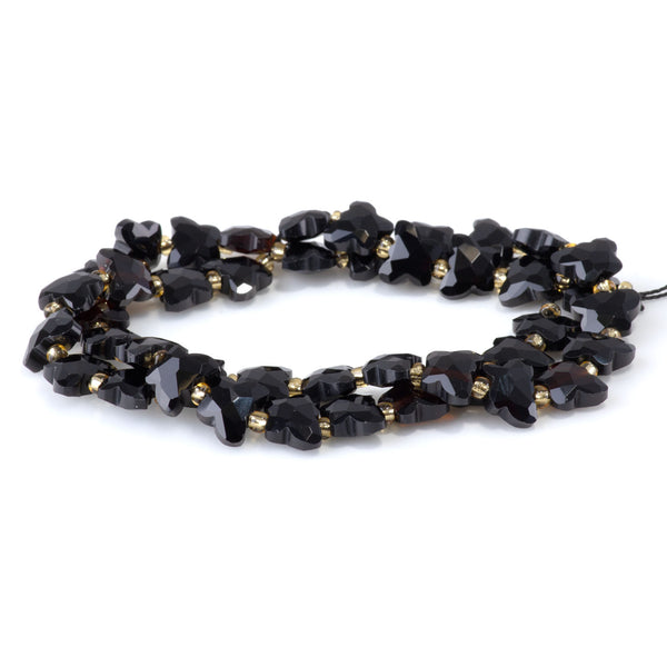 Black Obsidian 10x8mm Faceted Butterfly - 15-16 Inch