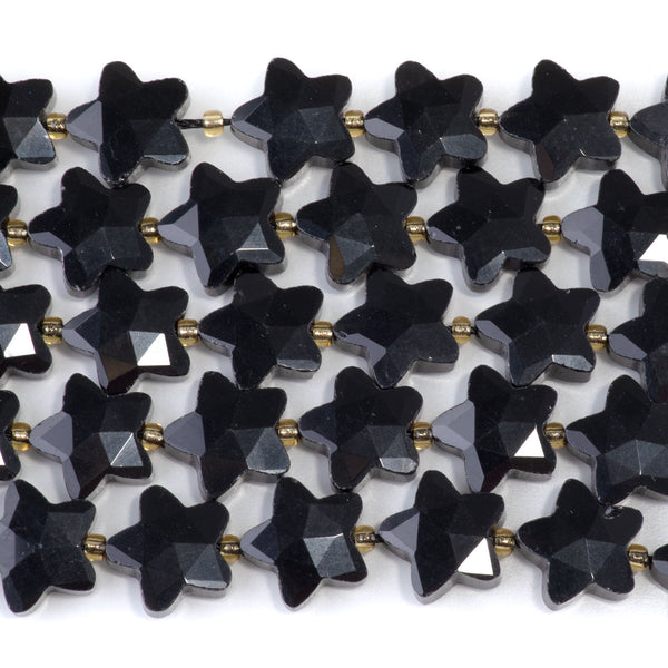 Black Obsidian 14mm Faceted Star - 15-16 Inch