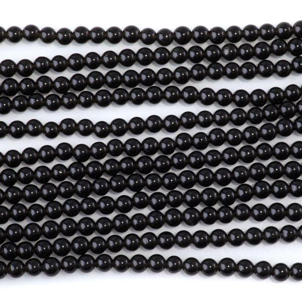 Black Obsidian 4mm Round - 15-16 Inch