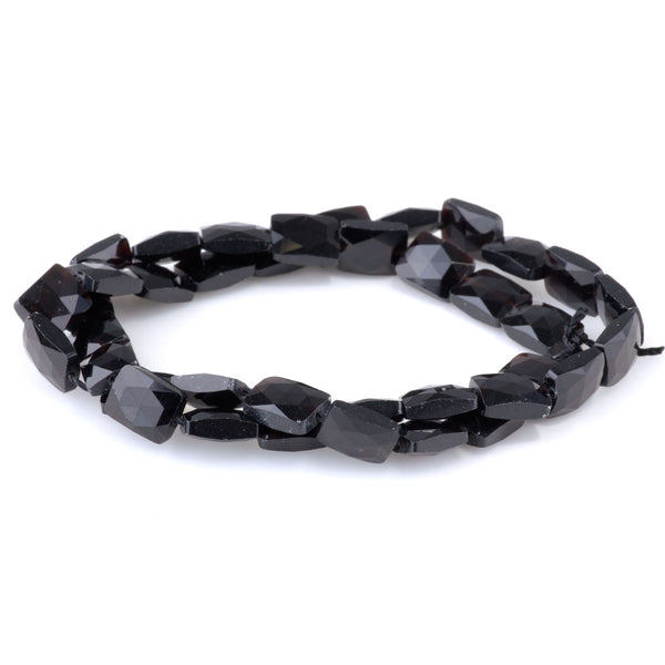 Black Obsidian 8x10mm Faceted Rectangle - 15-16 Inch