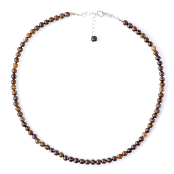 Australian Boulder Opal 5-6mm Round Necklace - 15-16 Inch