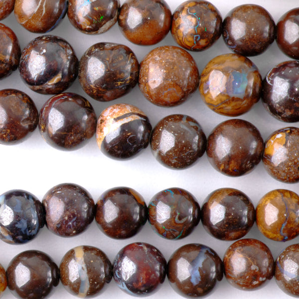 Australian Boulder Opal 5-6mm Round Necklace - 15-16 Inch