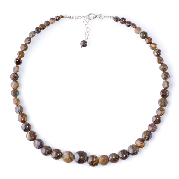 Australian Boulder Opal 6-14mm Graduated Coin Necklace  - 15-16 Inch