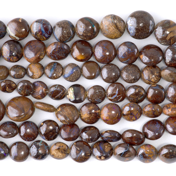 Australian Boulder Opal 6-14mm Graduated Coin Necklace  - 15-16 Inch
