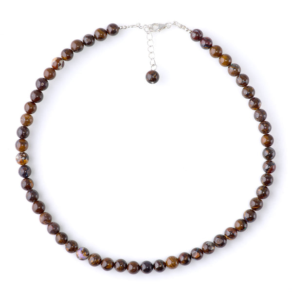 Australian Boulder Opal 8-9mm Round Necklace - 15-16 Inch