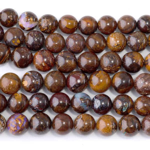 Australian Boulder Opal 8-9mm Round Necklace - 15-16 Inch