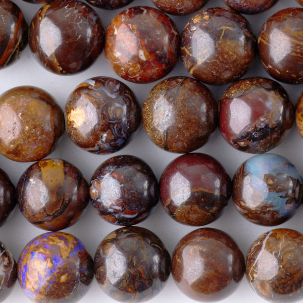 Australian Boulder Opal 8-9mm Round Necklace - 15-16 Inch
