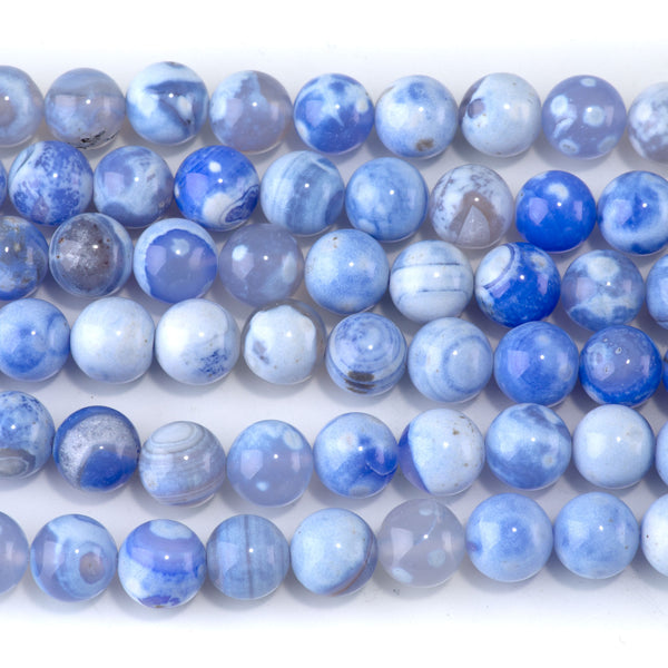 Blue Porcelain Agate  10mm Round - 15-16 Inch