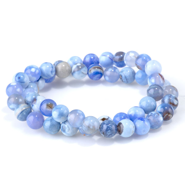 Blue Porcelain Agate 8mm Round - 15-16 Inch