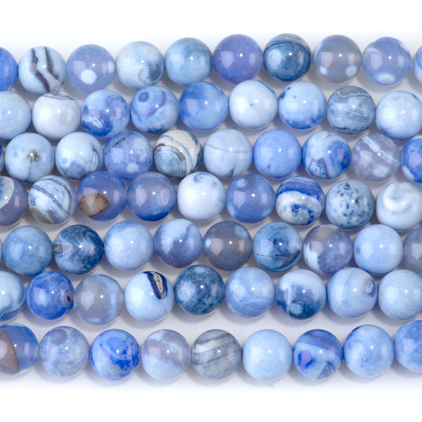 Blue Porcelain Agate 8mm Round - 15-16 Inch