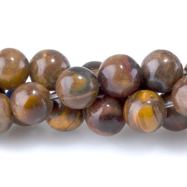 Bronzite, Tiger Eye, & Lapis 6mm Compressed Round - 15-16 Inch