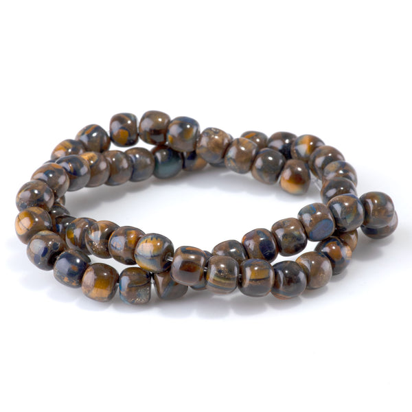 Bronzite, Tiger Eye, & Lapis 8mm Compressed Drum - 15-16 Inch