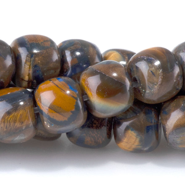 Bronzite, Tiger Eye, & Lapis 8mm Compressed Drum - 15-16 Inch