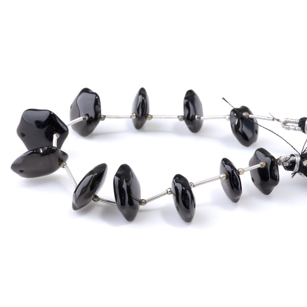 Black Spinel 15-20mm Double Drill Puff Hexagon - 8 Inch