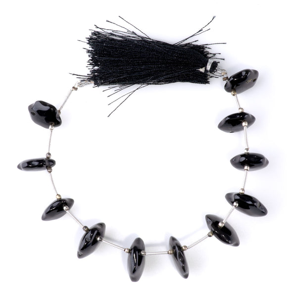 Black Spinel 15-20mm Double Drill Puff Hexagon - 8 Inch