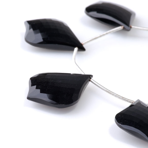 Black Spinel 22x30mm Faceted Fancy Kite - 8 Inch