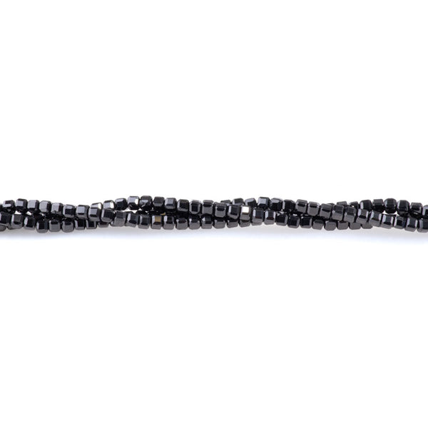 Black Spinel 3mm Table Cut Cube A Grade Bead - 15-16 Inch