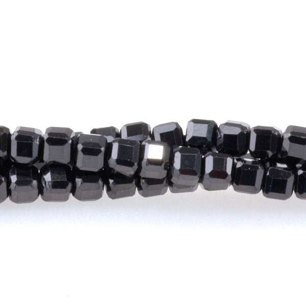 Black Spinel 3mm Table Cut Cube A Grade Bead - 15-16 Inch