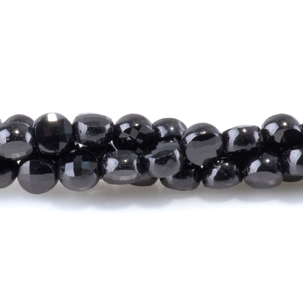 Black Spinel 4mm Faceted Coin - 15-16 Inch