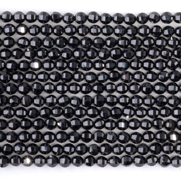 Black Spinel 4mm Faceted Lantern - 15-16 Inch