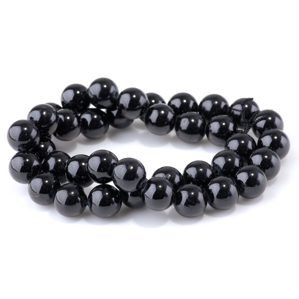 Black Tourmaline 10mm Round A Grade - 15-16 Inch