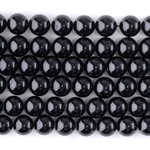 Black Tourmaline 10mm Round A Grade - 15-16 Inch