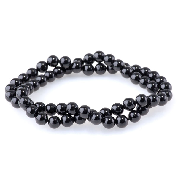 Black Tourmaline 6mm Round A Grade - 15-16 Inch
