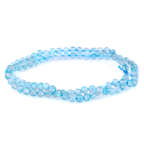 Blue Topaz 4mm Microfaceted Round A Grade - 15-16 Inch
