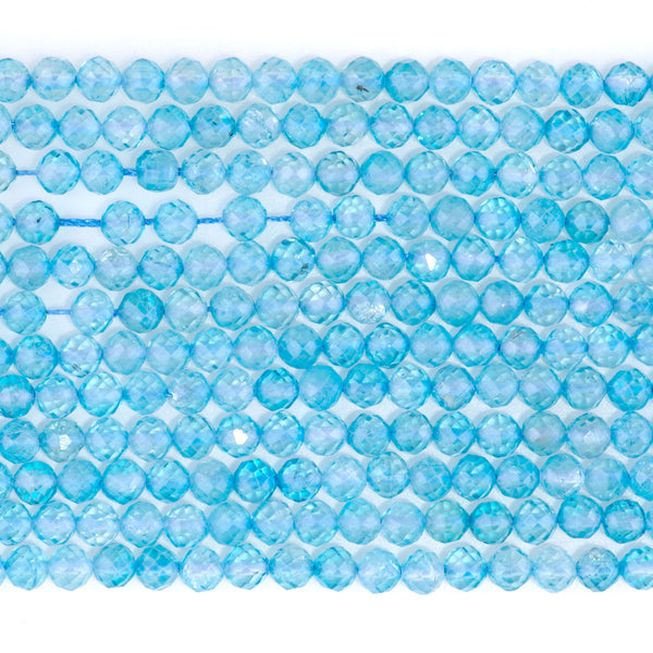 Blue Topaz 4mm Microfaceted Round A Grade - 15-16 Inch